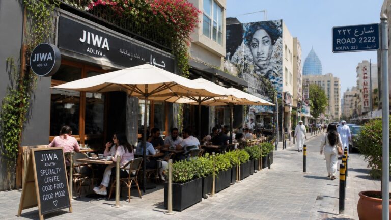 Adliya district street cafe in Manama, Bahrain