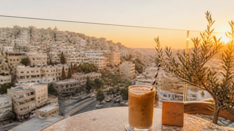 View of Amman's hillside architecture from a rooftop cafe