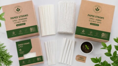 Bulk 3-ply compostable paper straws designed for Gold Coast hospitality venues