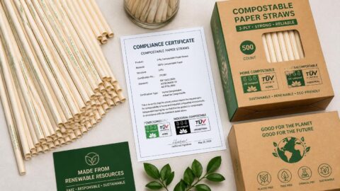 Certified compostable paper straws with proper labelling for Adelaide venues