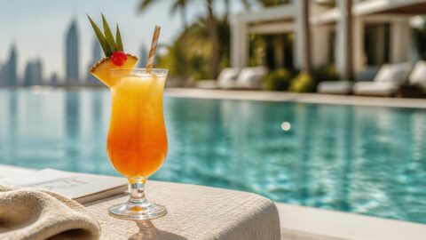 Luxury resort pool bar on the Gold Coast serving drinks with eco-friendly paper straws