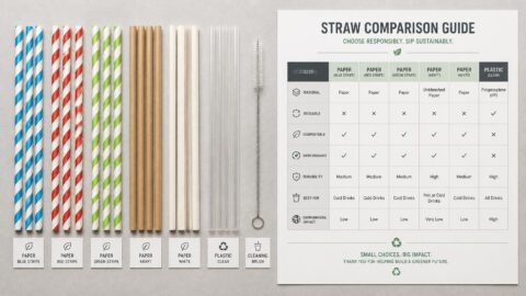 Detailed category breakdown and quick comparison table for paper vs plastic straws