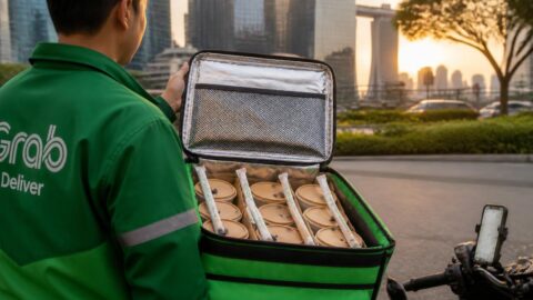 Food delivery packaging featuring paper straws in Singapore