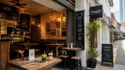 Indie cafe in Haji Lane, Singapore serving craft beverages with paper straws
