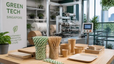 Local eco-packaging startup manufacturing paper straws in Singapore