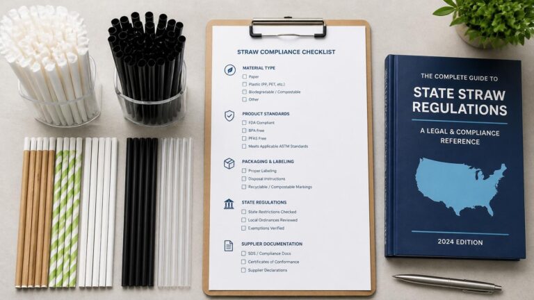Compliance checklist for state-by-state plastic and paper straw regulations in the US