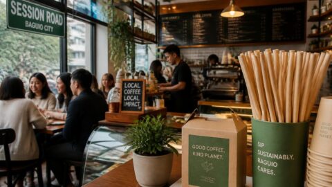 Sustainable paper straws displayed at a modern café along Session Road, Baguio City
