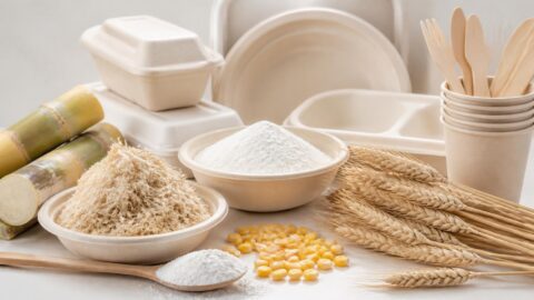 Raw plant-based materials used for manufacturing compostable straws and packaging