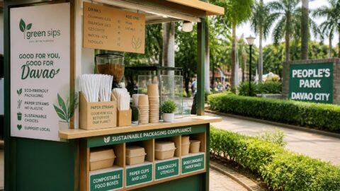 Eco-friendly paper straws at a well-regulated F&B kiosk near People's Park, Davao City