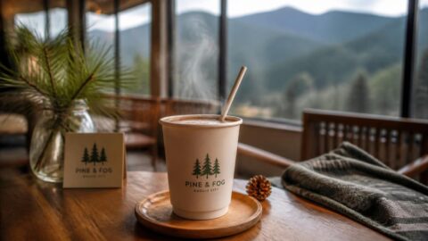 Warm beverage with a paper straw in a cozy café setting in cool Baguio City