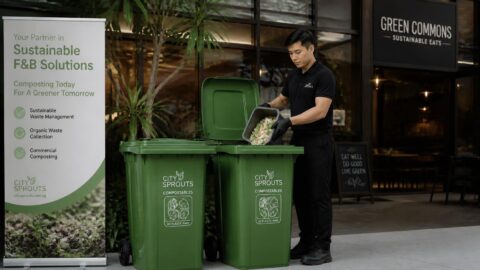 Commercial organic waste collection bins for F&B businesses in Singapore
