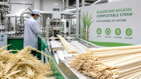 Sugarcane bagasse compostable straw manufacturing hub in Southeast Asia